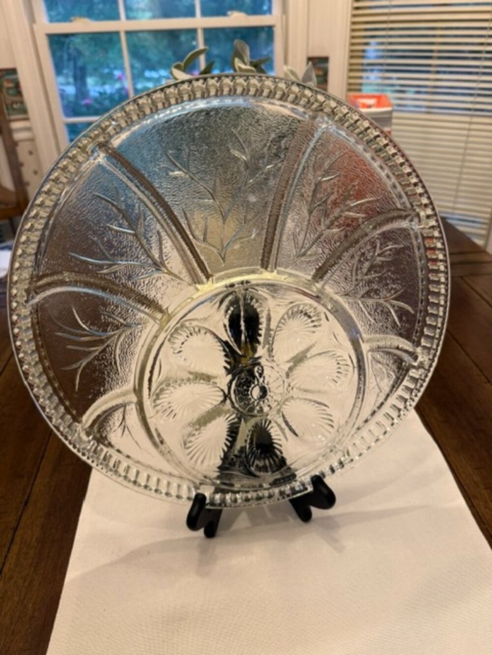 MCM Retro Clear Glass Deviled Egg Plate & Relish Serving Dish 13” Vintage
